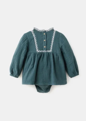 Sukienka i żabka z haftowanymi detalami