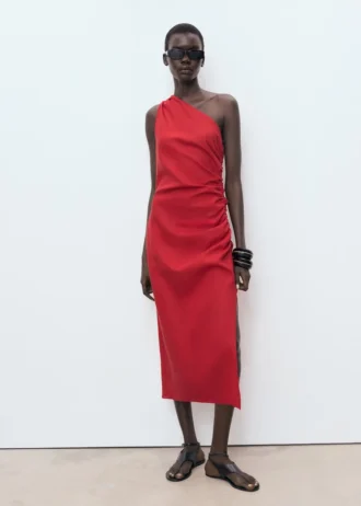 Sukienka z lyocellu z asymetrycznym dekoltem