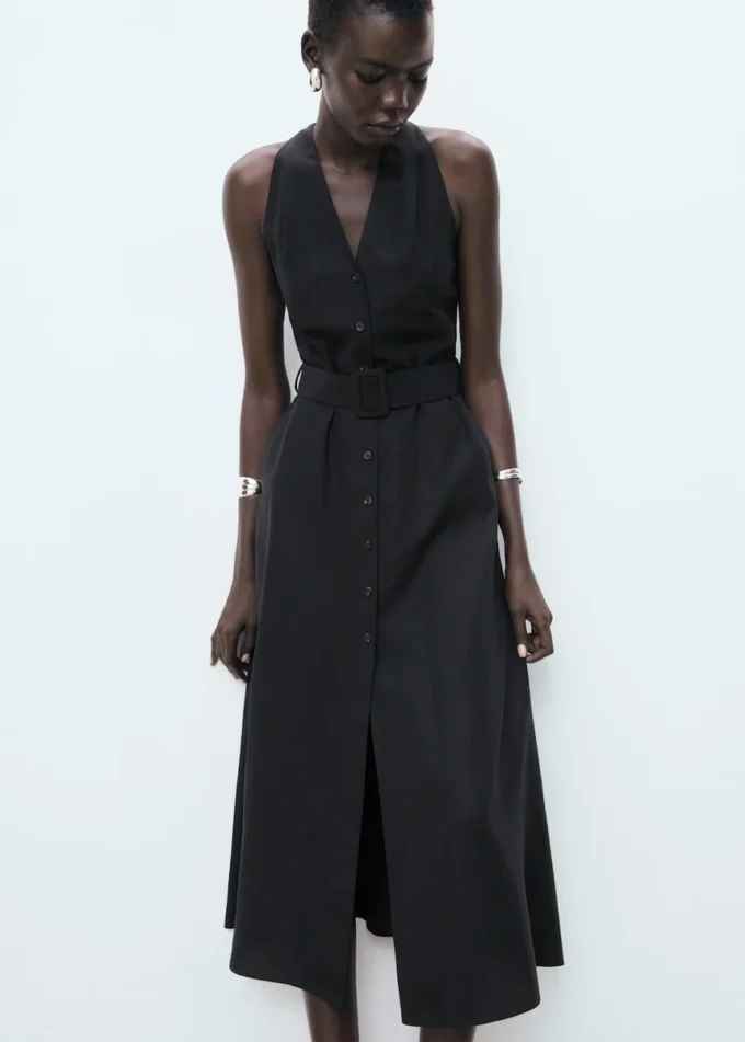 Sukienka z lyocellu z paskiem Sukienka z lyocellu z paskiem