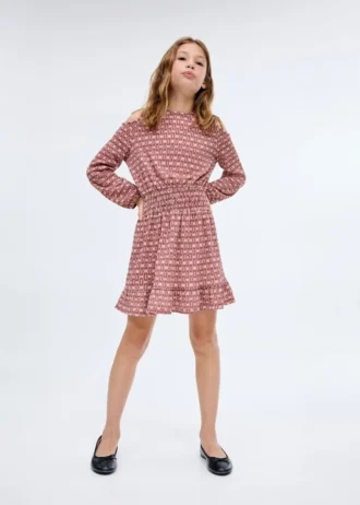 Sukienka z marszczeniami i nadrukiem