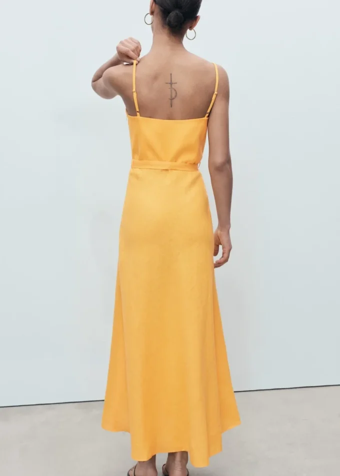 Sukienka z mieszanki lnu z kokardą Sukienka z mieszanki lnu z kokardą