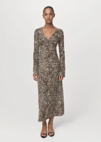 Sukienka z nadrukiem i dekoltem w szpic