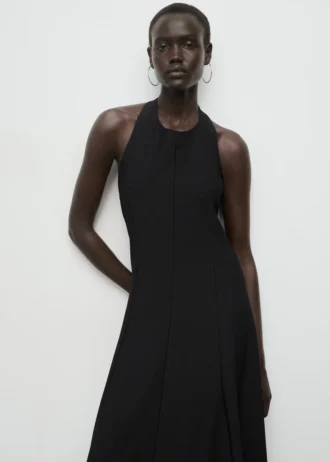 Sukienka z plisowaną spódnicą i wiązaniem na szyi