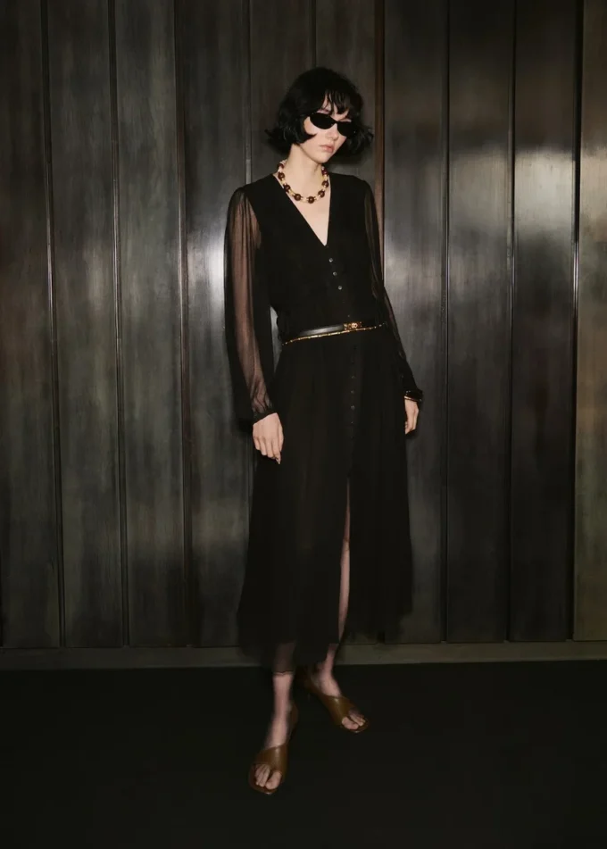 Sukienka z szyfonu z bufiastymi rękawami Sukienka z szyfonu z bufiastymi rękawami