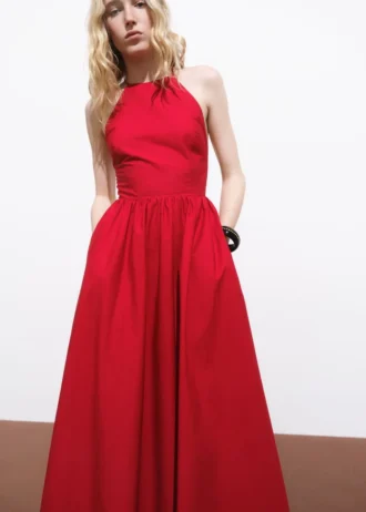 Sukienka z wiązaniem na szyi i skrzyżowanymi ramiączkami z tyłu