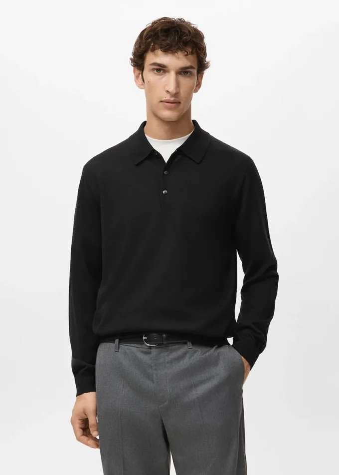Sweter polo 100% wełna merynosowa Sweter polo 100% wełna merynosowa