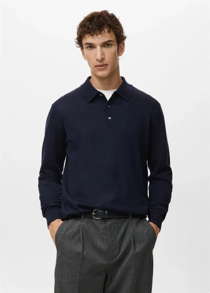 Sweter polo 100% wełna merynosowa Sweter polo 100% wełna merynosowa