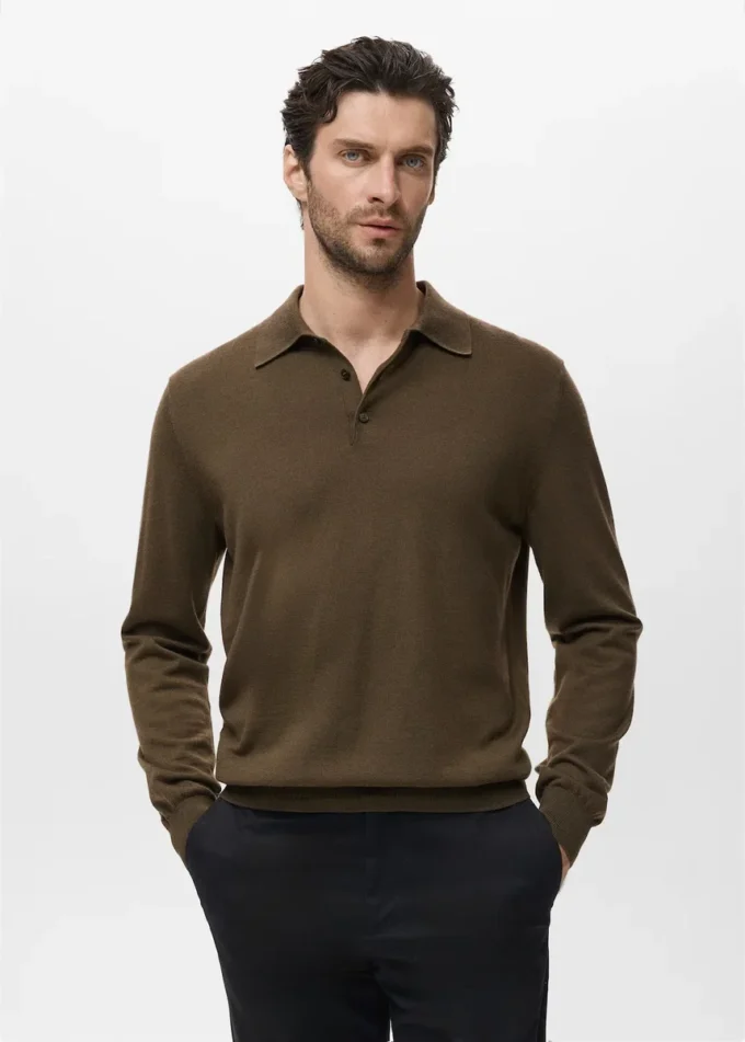 Sweter polo 100% wełna merynosowa Sweter polo 100% wełna merynosowa