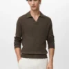 Sweter polo z dzianiny prążkowanej Sweter polo z dzianiny prążkowanej