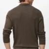 Sweter polo z dzianiny prążkowanej Sweter polo z dzianiny prążkowanej