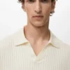 Sweter polo z dzianiny prążkowanej Sweter polo z dzianiny prążkowanej