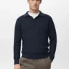 Sweter polo z prążkowanej mieszanki bawełny Sweter polo z prążkowanej mieszanki bawełny