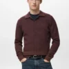 Sweter polo z prążkowanej mieszanki bawełny Sweter polo z prążkowanej mieszanki bawełny