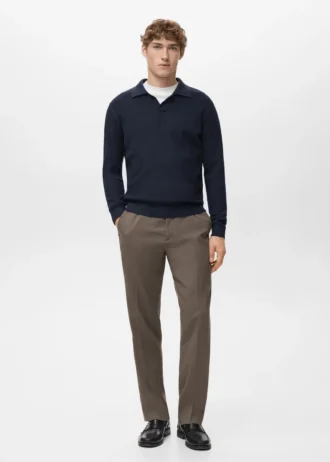 Sweter polo z prążkowanej mieszanki bawełny