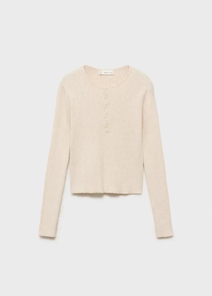 Sweter prążkowany z guzikami Sweter prążkowany z guzikami