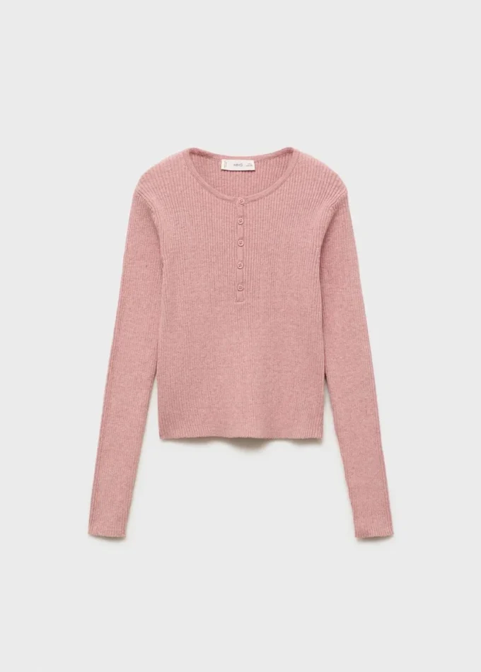 Sweter prążkowany z guzikami Sweter prążkowany z guzikami