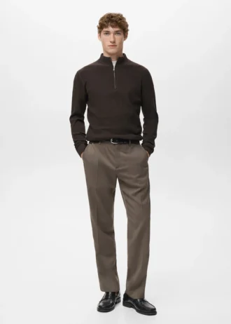 Sweter prążkowany z zamkiem błyskawicznym przy szyi