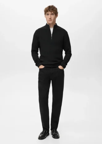 Sweter prążkowany z zamkiem błyskawicznym przy szyi