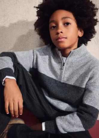 Sweter w paski z dekoltem typu perkins