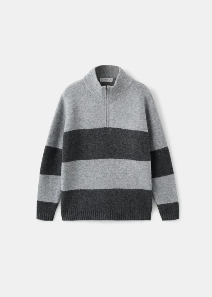 Sweter w paski z dekoltem typu perkins Sweter w paski z dekoltem typu perkins