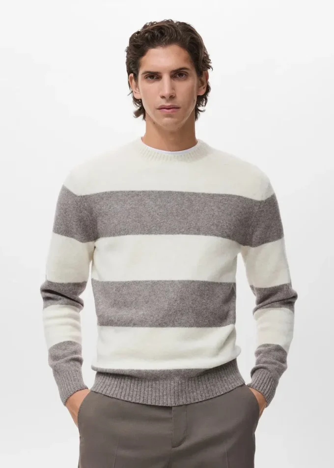 Sweter w paski z mieszanki wełny Sweter w paski z mieszanki wełny