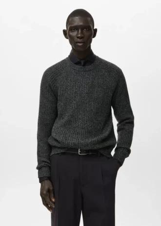 Sweter z dzianiny prążkowanej z domieszką wełny Sweter z dzianiny prążkowanej z domieszką wełny