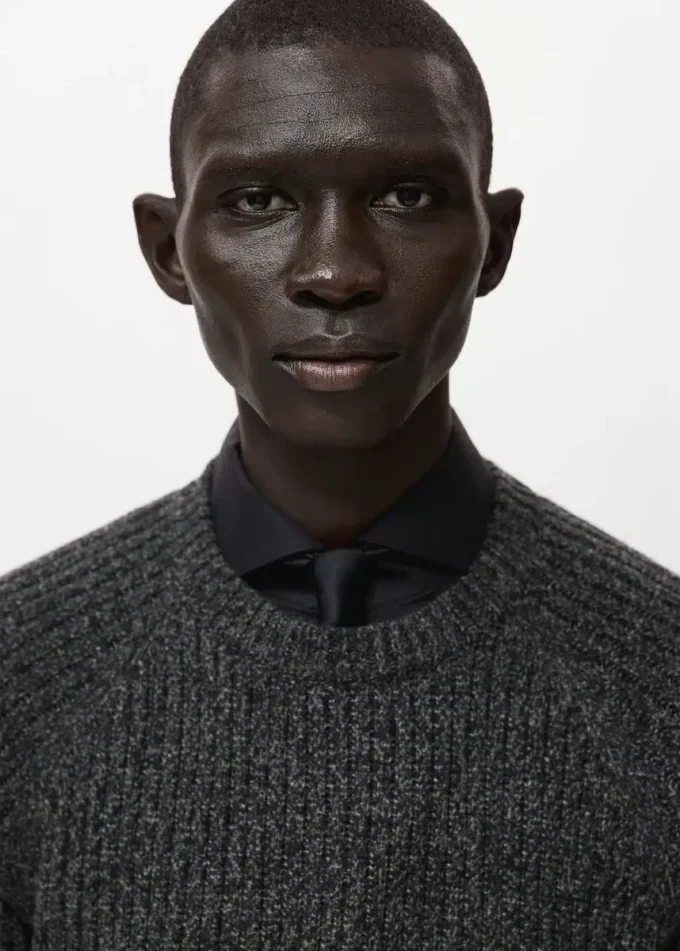 Sweter z dzianiny prążkowanej z domieszką wełny Sweter z dzianiny prążkowanej z domieszką wełny