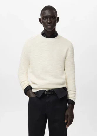 Sweter z dzianiny strukturalnej, 100% bawełna