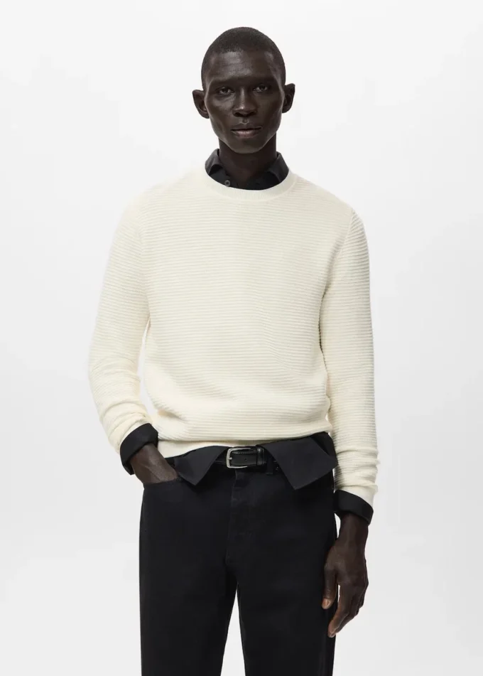 Sweter z dzianiny strukturalnej, 100% bawełna Sweter z dzianiny strukturalnej, 100% bawełna