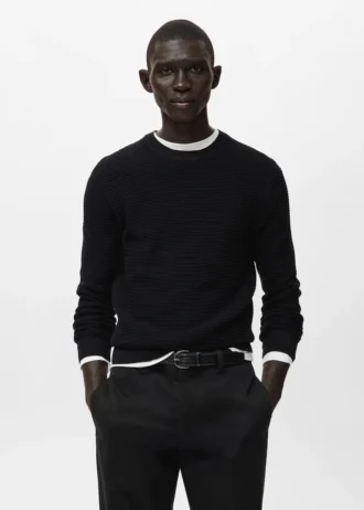 Sweter z dzianiny strukturalnej, 100% bawełna