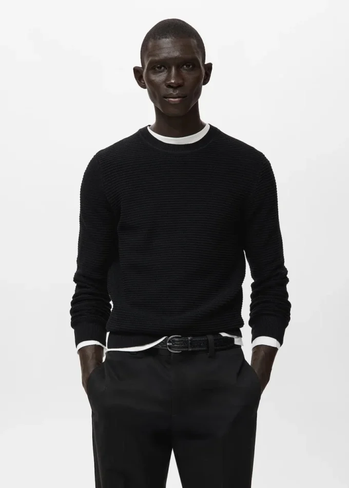 Sweter z dzianiny strukturalnej, 100% bawełna Sweter z dzianiny strukturalnej, 100% bawełna