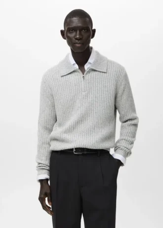 Sweter z mieszanki wełny z zamkiem błyskawicznym