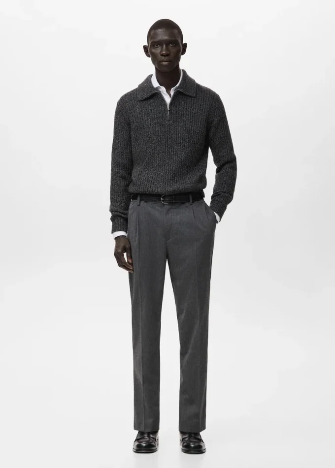 Sweter z mieszanki wełny z zamkiem błyskawicznym Sweter z mieszanki wełny z zamkiem błyskawicznym