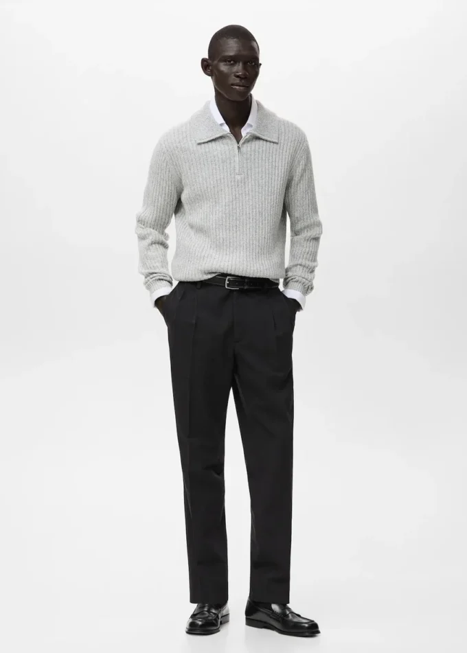 Sweter z mieszanki wełny z zamkiem błyskawicznym Sweter z mieszanki wełny z zamkiem błyskawicznym