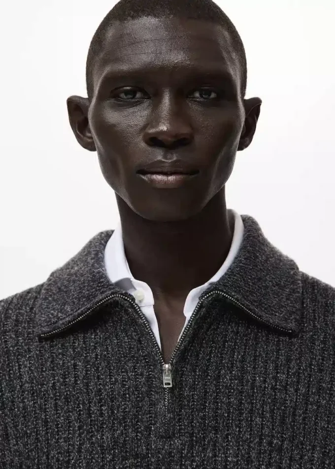 Sweter z mieszanki wełny z zamkiem błyskawicznym Sweter z mieszanki wełny z zamkiem błyskawicznym