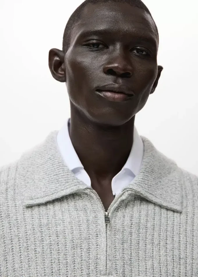 Sweter z mieszanki wełny z zamkiem błyskawicznym Sweter z mieszanki wełny z zamkiem błyskawicznym