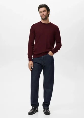 Sweter z okrągłym dekoltem, 100% wełna merynosowa