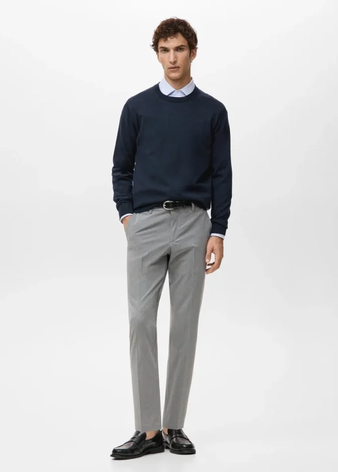 Sweter z okrągłym dekoltem, 100% wełna merynosowa Sweter z okrągłym dekoltem, 100% wełna merynosowa