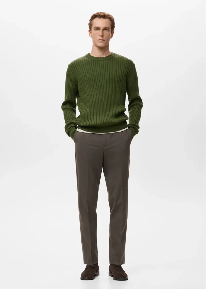 Sweter z prążkowanej mieszanki wełny Sweter z prążkowanej mieszanki wełny