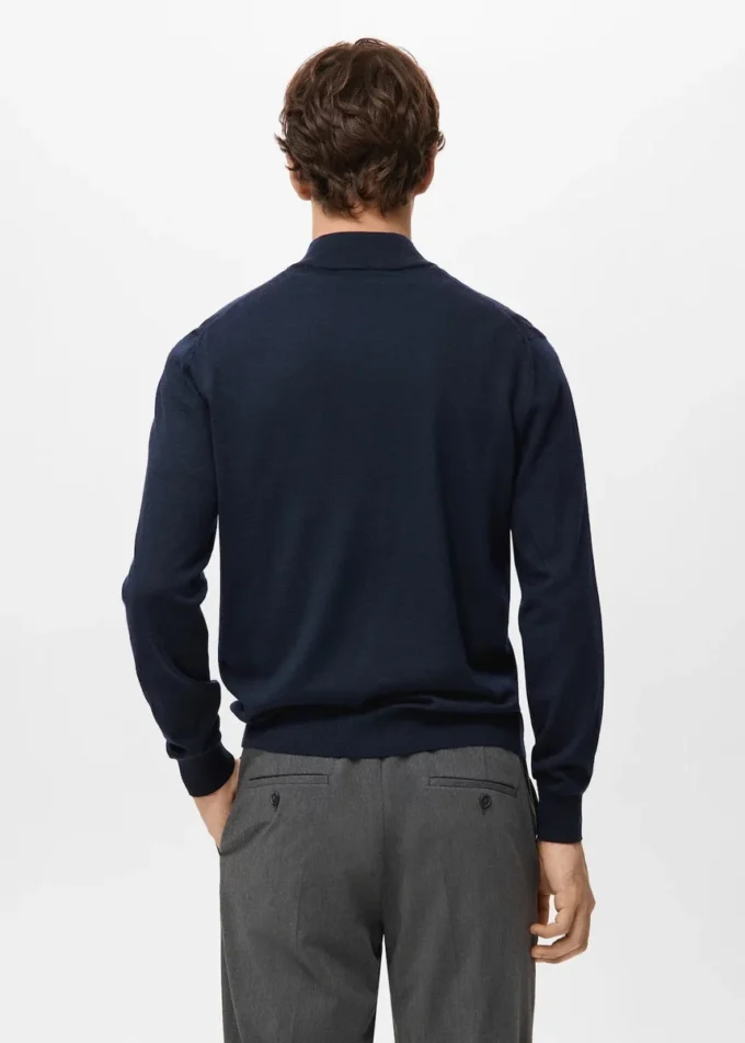 Sweter z zamkiem pod szyją, 100% wełna merynosowa Sweter z zamkiem pod szyją, 100% wełna merynosowa