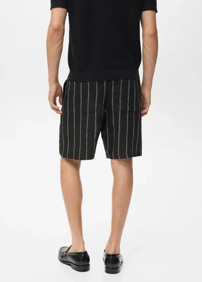 Szorty bermudy w paski z mieszanki lnu Szorty bermudy w paski z mieszanki lnu