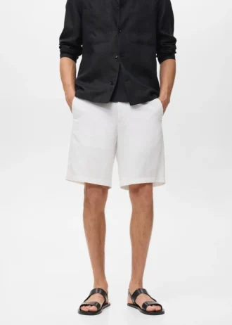 Szorty z mieszanki lnu z elastycznym paskiem