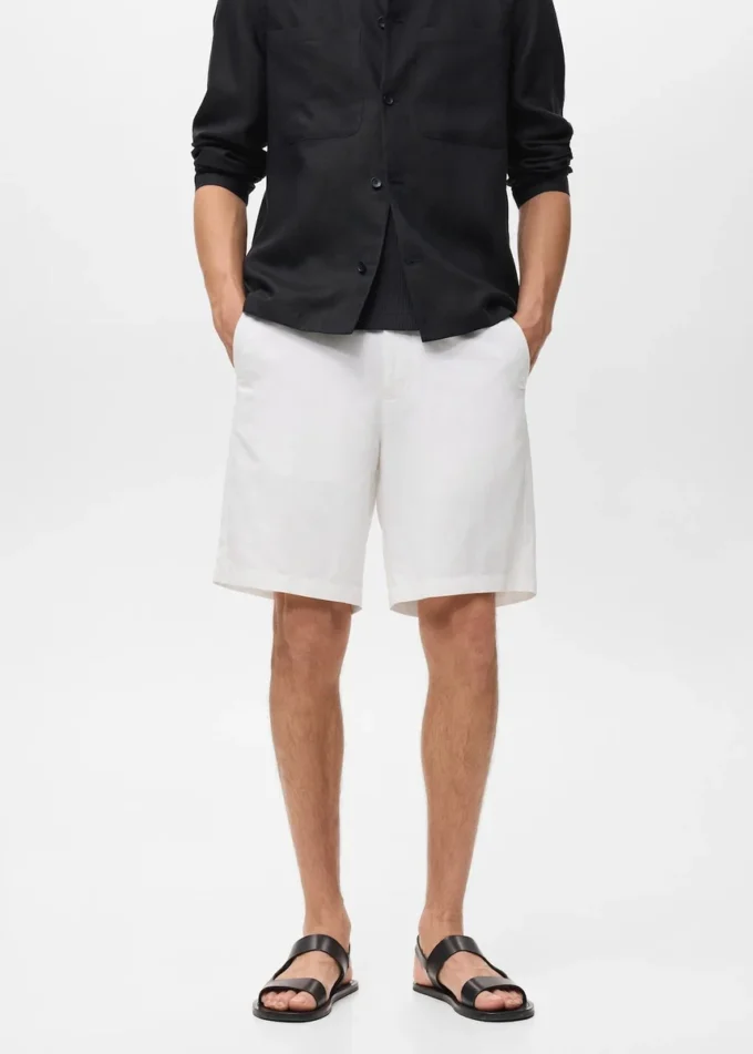 Szorty z mieszanki lnu z elastycznym paskiem Szorty z mieszanki lnu z elastycznym paskiem