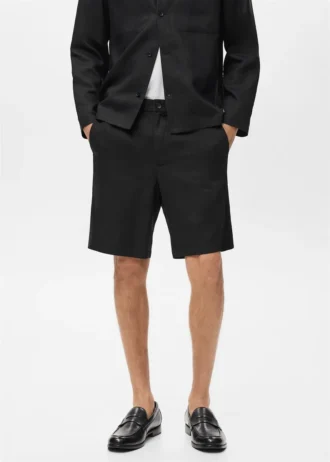 Szorty z mieszanki lnu z elastycznym paskiem