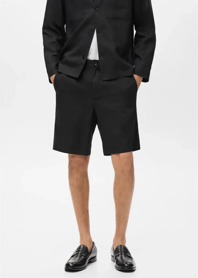 Szorty z mieszanki lnu z elastycznym paskiem Szorty z mieszanki lnu z elastycznym paskiem