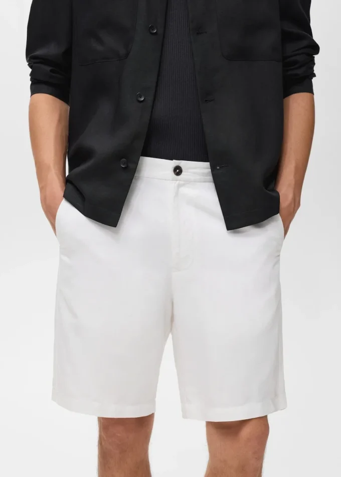 Szorty z mieszanki lnu z elastycznym paskiem Szorty z mieszanki lnu z elastycznym paskiem