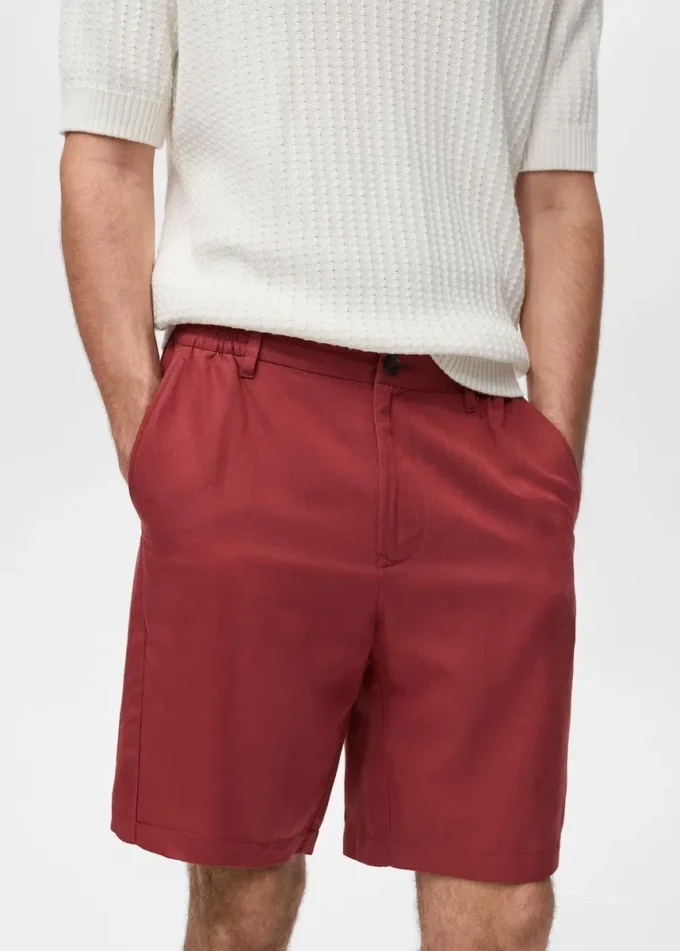 Szorty z mieszanki lnu z elastycznym paskiem Szorty z mieszanki lnu z elastycznym paskiem