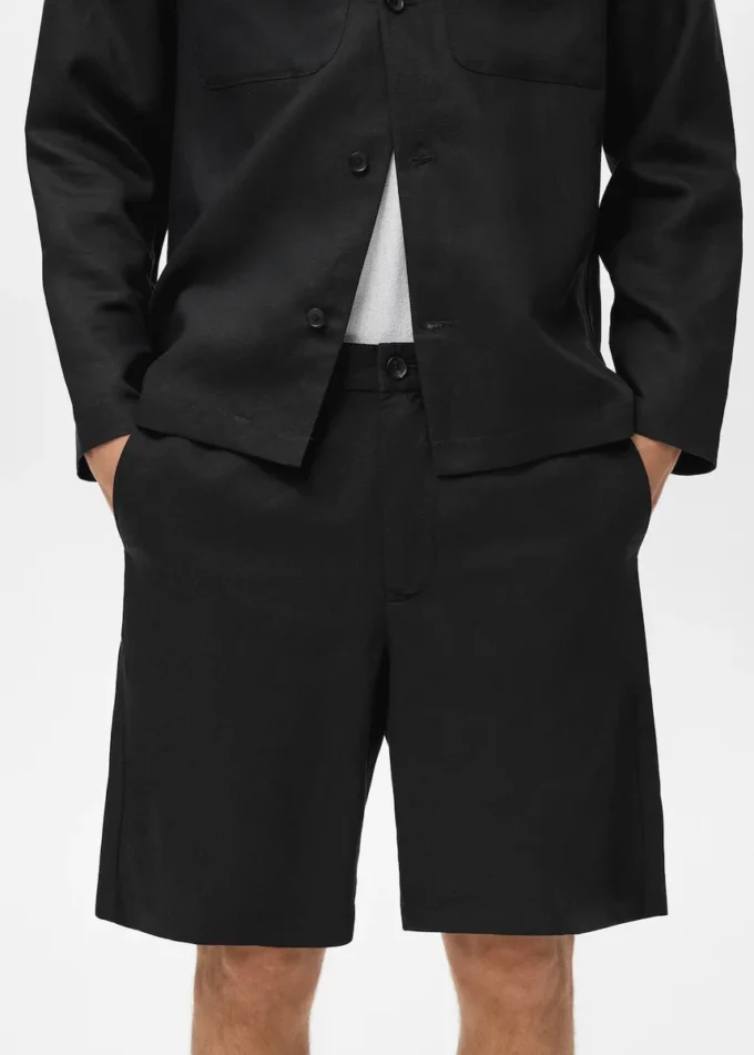 Szorty z mieszanki lnu z elastycznym paskiem Szorty z mieszanki lnu z elastycznym paskiem