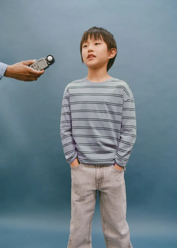 T-shirt w paski z kieszenią na piersi T-shirt w paski z kieszenią na piersi