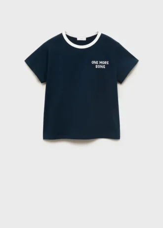 T-shirt z haftowanym kontrastowym kołnierzem